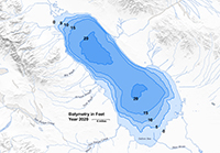 Shaded relief map showing hydrology and bathymetry of the Salton Sea.